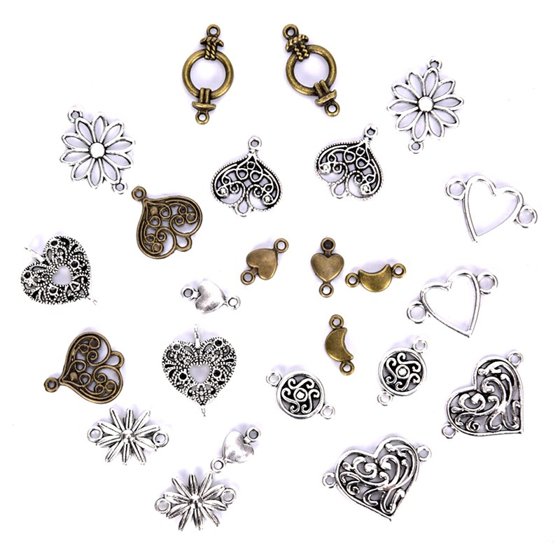 Hbid 50Pcs / Lot Konektor Charm Bahan Alloy Antik untuk Perhiasan DIY