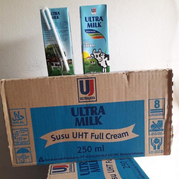 

(BISA COD) susu ultra full cream plain 250 ml isi 24 pcs 1 karton BERMUTU Kode 1226