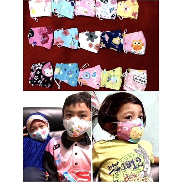 Masker Kain anak motif karakter Masker 2 ply Masker anak laki laki dan perempuan