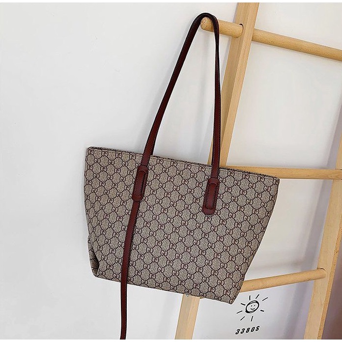 EL 5630  RISCE TAS TOTE IMPORT WANITA CEWEK PEREMPUAN JAKARTA BATAM BROWN WHITE KHAKI