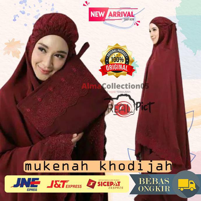 Ori&Terjamin Mukenah Dewasa Siti Khadijah Katun Mikro Super Include Tas Cantik - Hitam