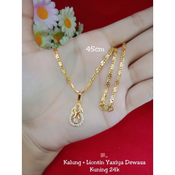 Kalung + Liontin Replika Emas 24K