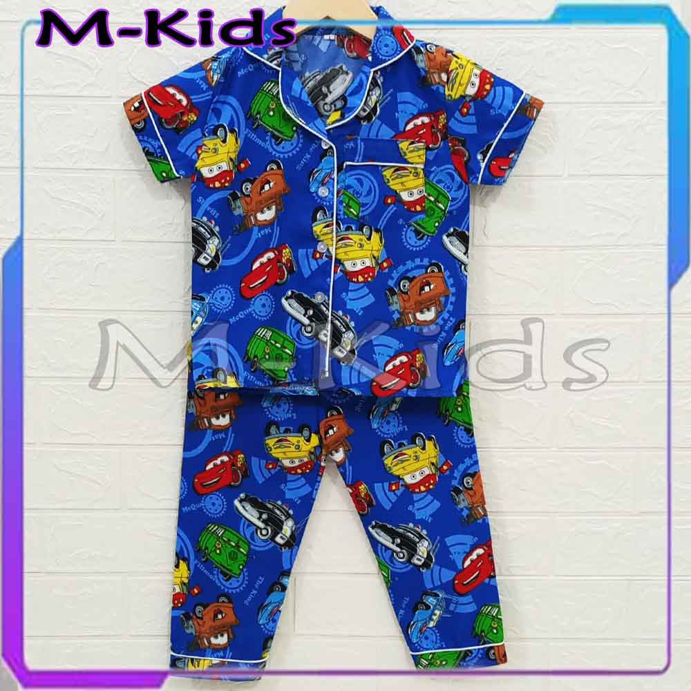 MKids88 - Baju Setelan Katun Piyama Anak Gambar T4YO / Mobil CAR Panda &amp; Spiderman