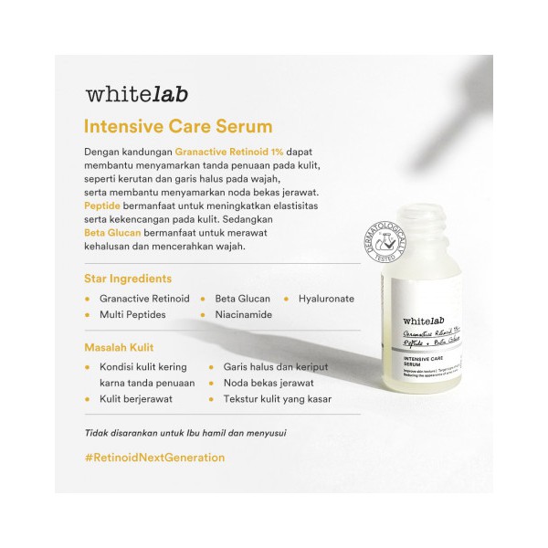 [BPOM] Whitelab Intensive Care Serum 15 ml (Granactive retinol 1% + peptide + beta Glucan)