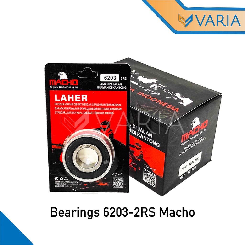 Bearing / Laher Gear Motor 6203 2RS Tutup Karet Double Macho