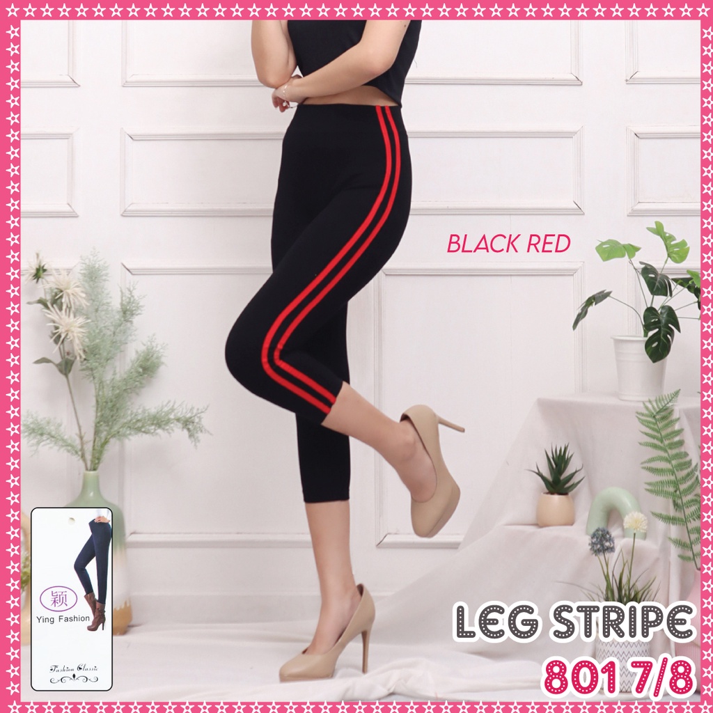 Legging Lis Pendek Wanita / Legging List Pendek import wanita / legging fashion wanita-801 7/8 - BLK RED
