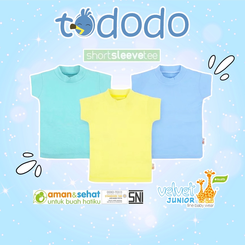 Baju Bayi Kaos Oblong Pendek Anak Velvet Junior Lengan Pintar Short Sleeve Tee