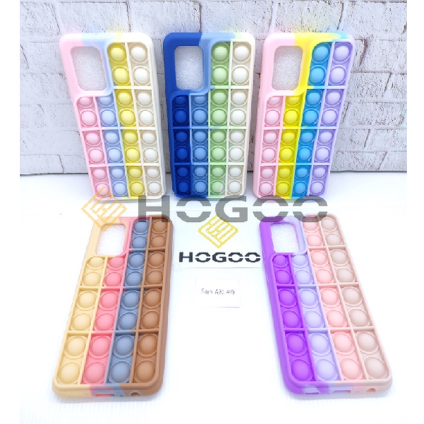 HOGOO SILICONE CASE POP IT SAMSUNG A32 4G - CASE PENGHILANG STRESS PUSH IT BUBBLE CASE RAINBOW