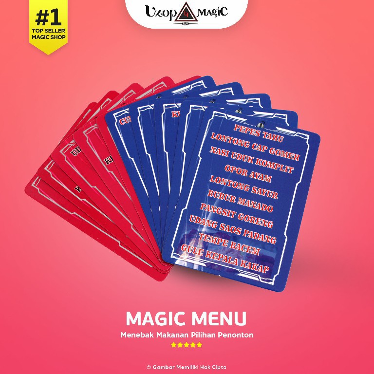 Alat Sulap Magic menu - Uzop Magicshop (Kartu makanan, menebak makanan, mainan)