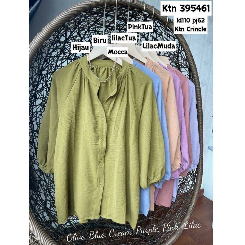 NEW BLOUSE GREEN SAGE/ATASAN WANITA GREEN SAGE/BLOUSE WANITA CRINKLE/ATASAN WANITA IMPORT