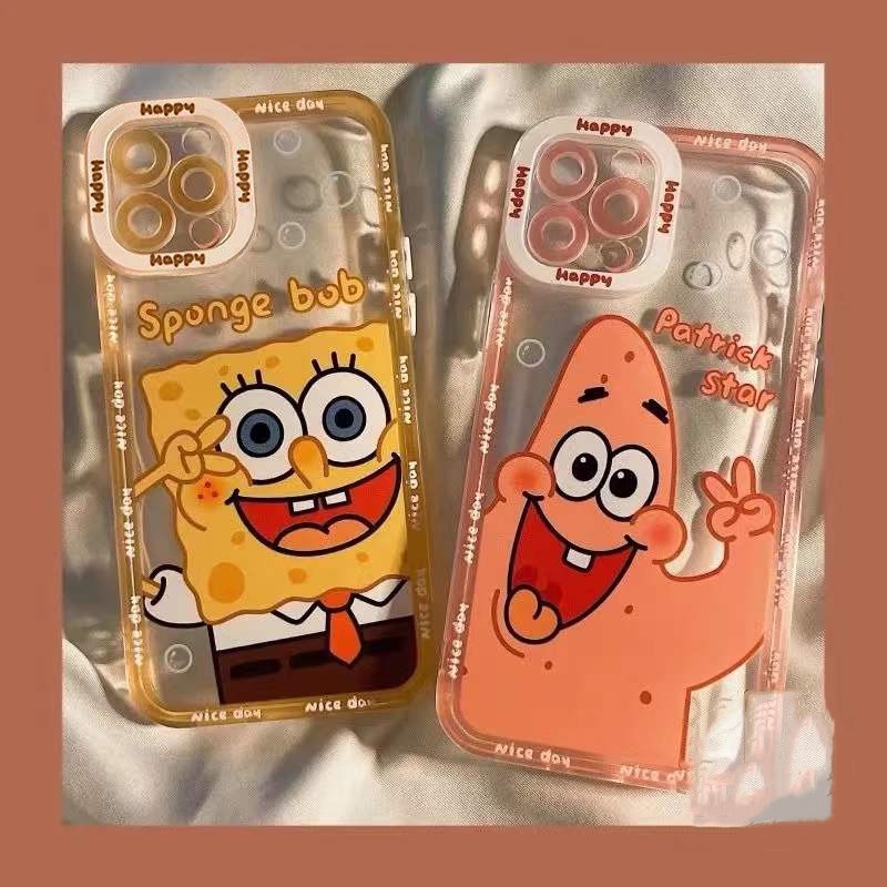 Pupil TPU soft case couple iphone 13 12 11 pro X Xs max 7 8 plus SE2020 fun cartoon sponge baby case iphone