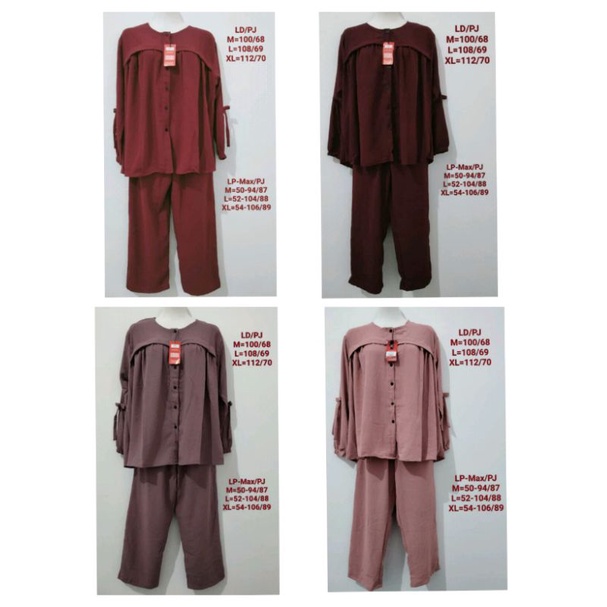 one set 3C setelan rayon three coins setcel panjang