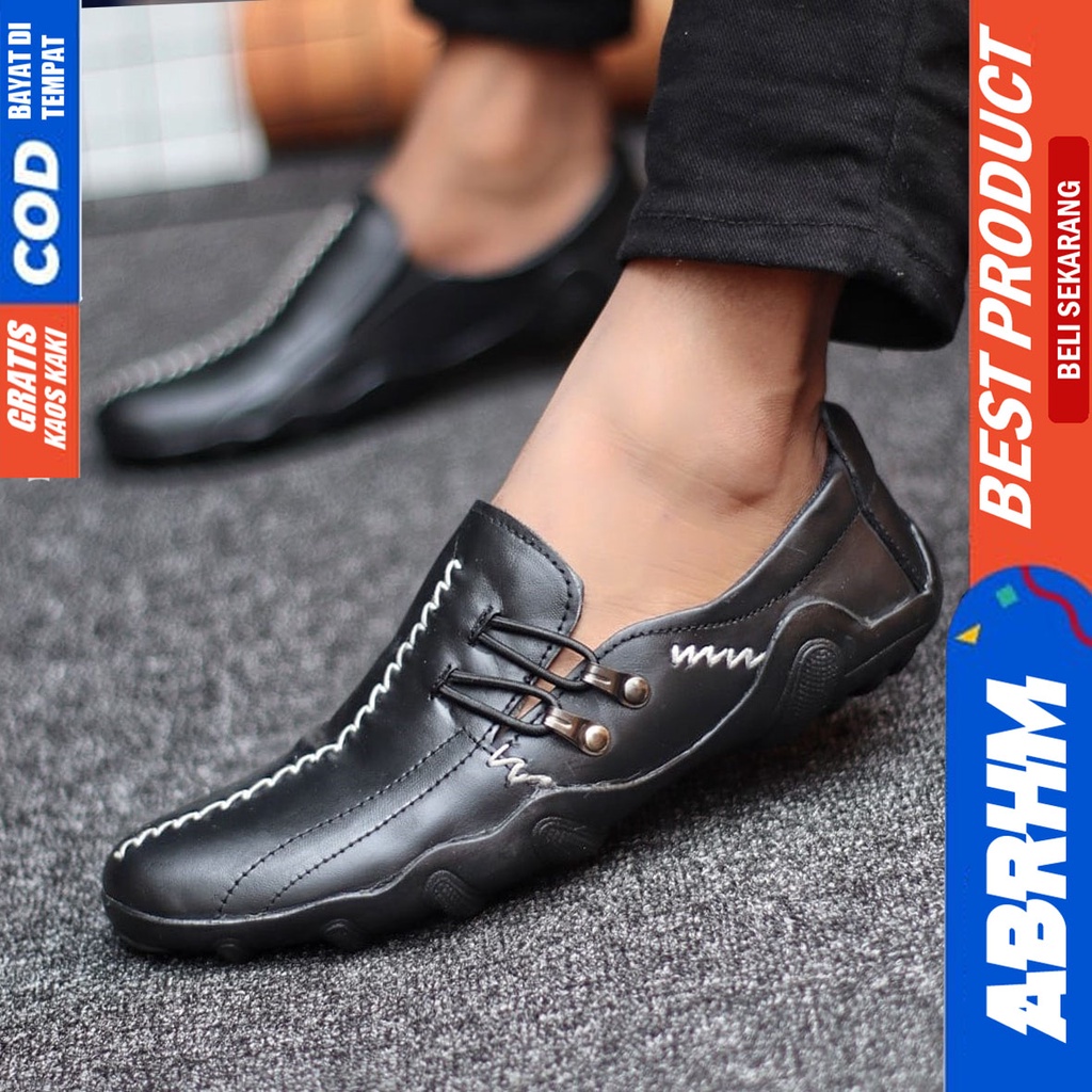 Abrhm Knit - Sepatu Formal Pria Pantofel Kulit Asli