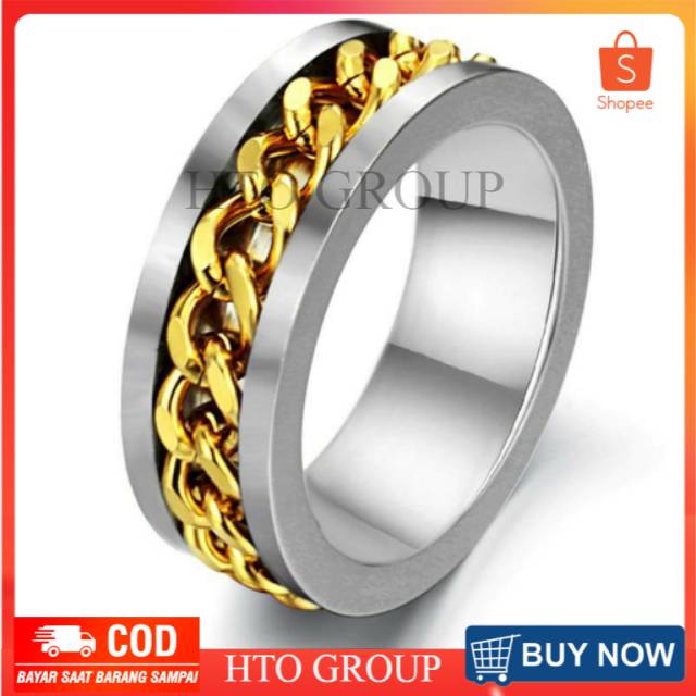 CINCIN Pria TITANIUM Asli - CHAIN RING Cincin Pria Titanium ANTI KARAT