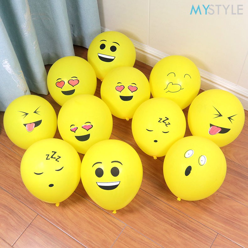 BALON LATEX EMOJI KUNING/MIX WARNA MIN 10 PCS BALON PESTA MURAH BALON ULANG TAHUN LUCU