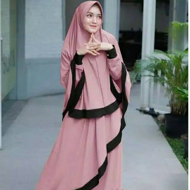 Set gamis syar'i Rahma bahan moscrepe premium fit to L
