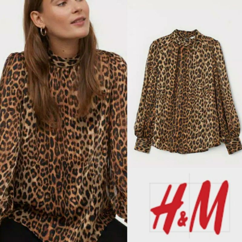 wide blouse h&m leopard