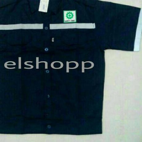 ♣ Baju kerja safety lengan pendek+logo k3 & merah putih ❊