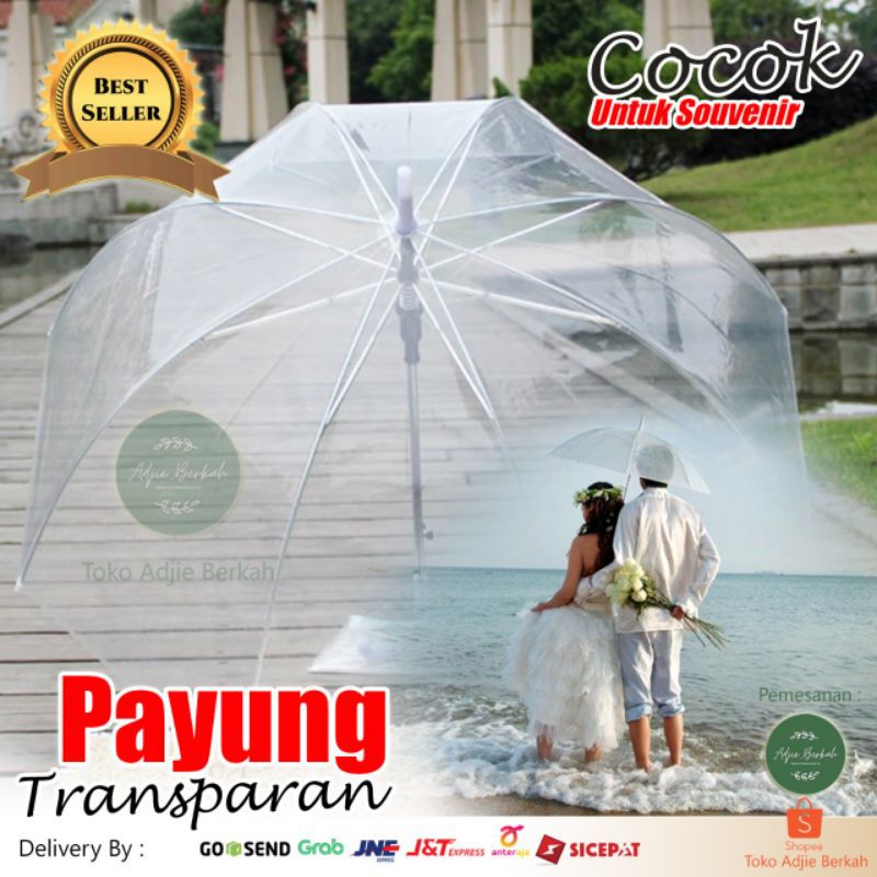 

Payung Bening Transparan Cocok Untuk Sovenir Pernikahan Kado Bisa Sablon Logo