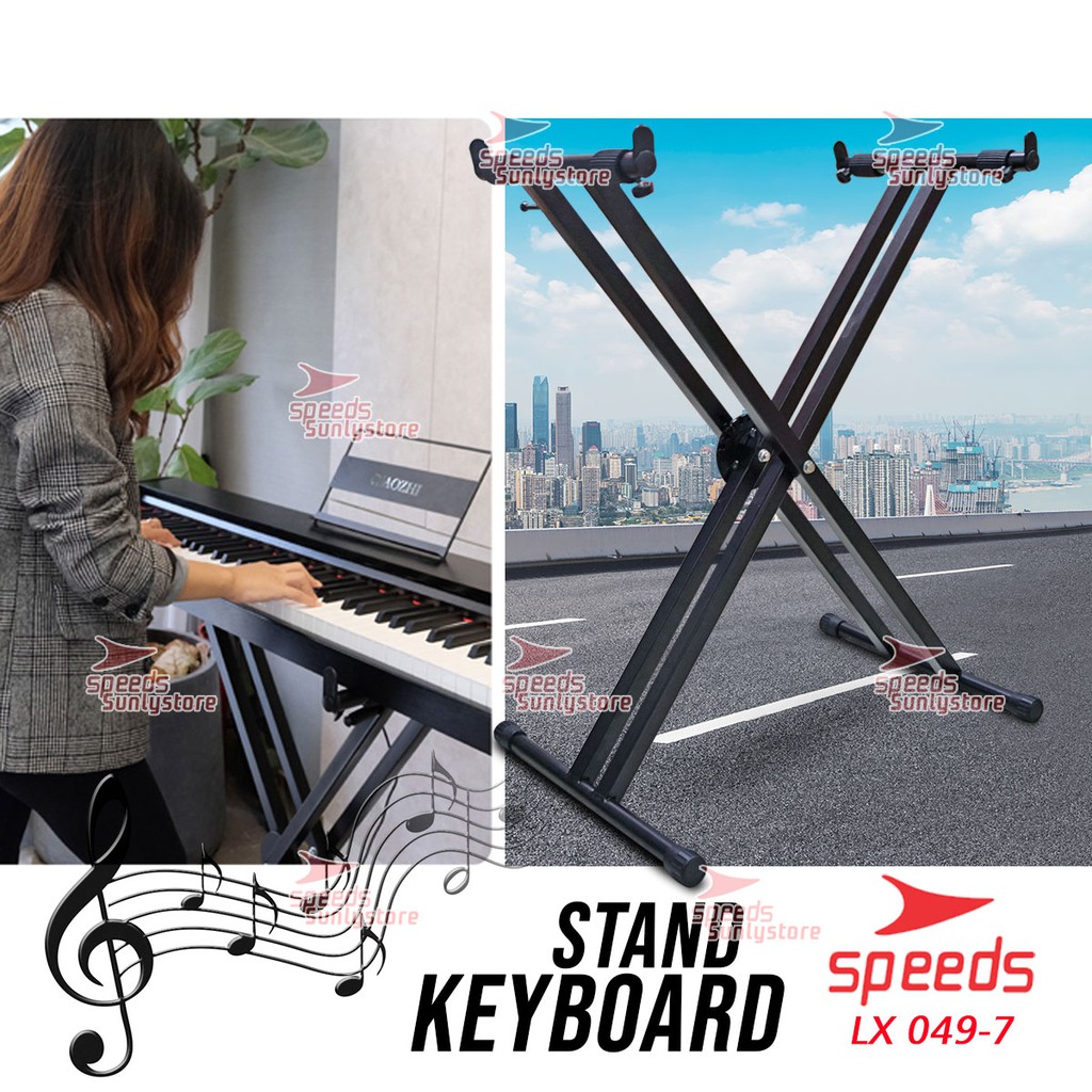 SPEEDS Alat Musik Stand Keyboard Double Kaki Keyboard X Untuk Semua Piano Dewasa Lipat Portable 049-