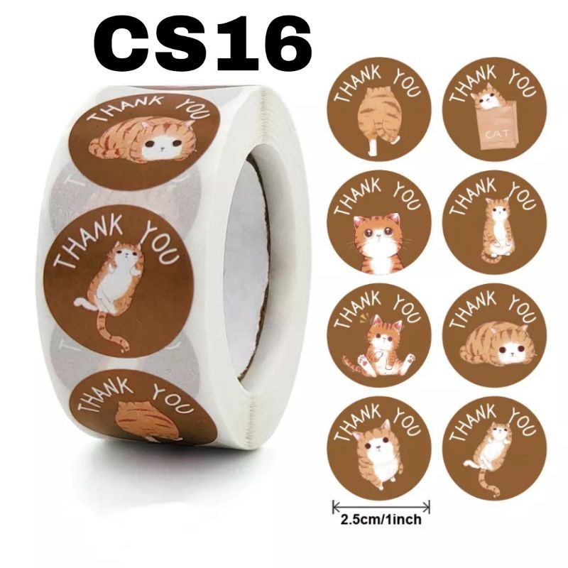 500pcs (1roll), 2.5cm (1inch) Cute Thank You Stiker Pastel Colour Label OL Shop multiple designs in 1 roll