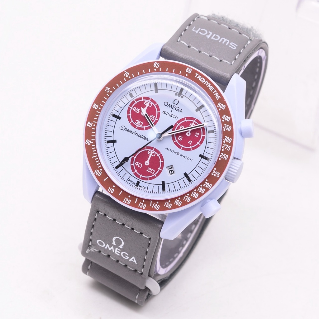 BEST SELLER JAM TANGAN WANITA MOONWATCH R40 TALI KULIT CHRONO HIASAN TANGGAL AKTIF DM 3.7CM FREE BOX BATERAI CADANGAN || JAM TANGAN FASHION WANITA JAM TANGAN CEWEK MURAH