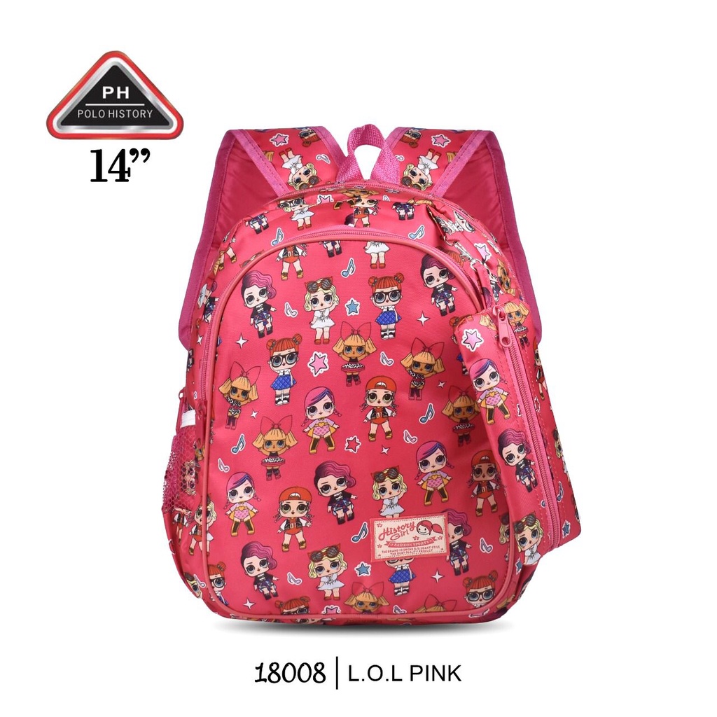 Tas Ransel Anak Karakter Full Motif  Lucu Bagus Polo History 14'' 18008 / Anti Air / Free Kotak Pensil