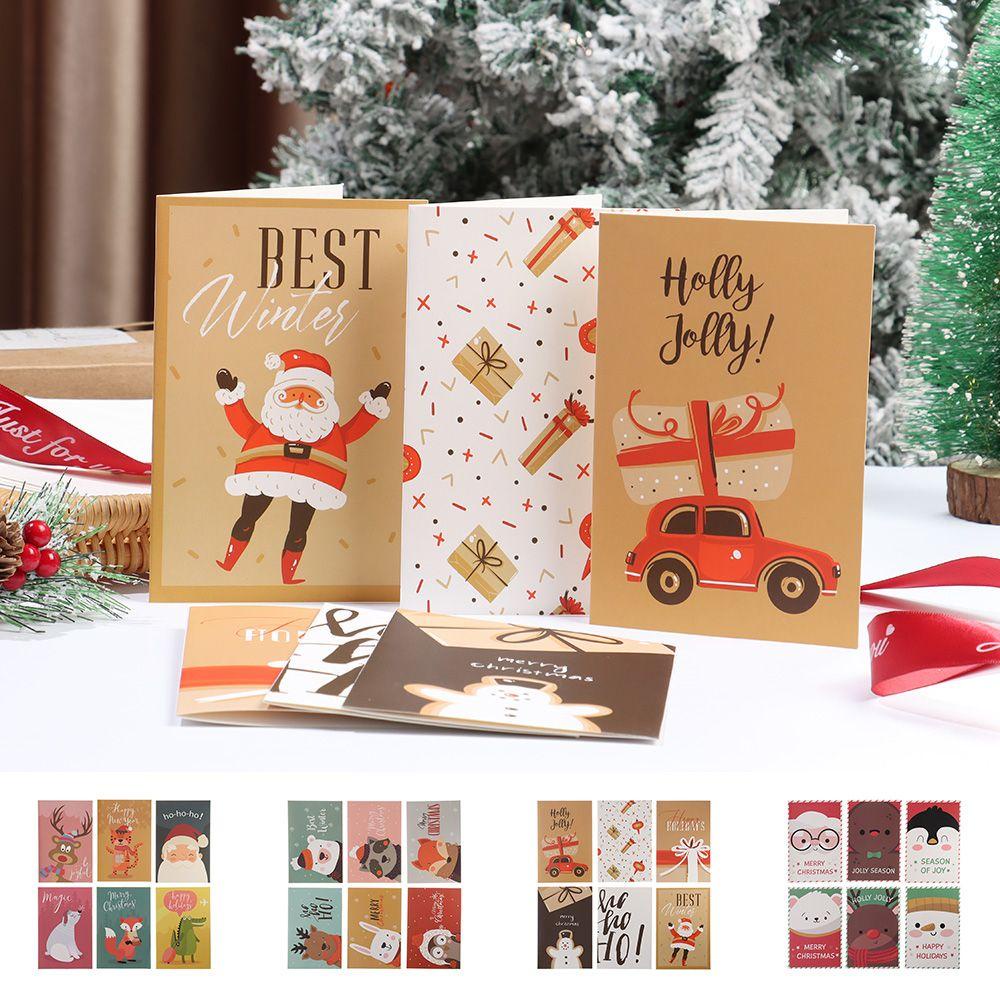 R-flower 6Pcs Kartu Merry Chritmas DIY Tahun Baru Dengan Amplop Postcard