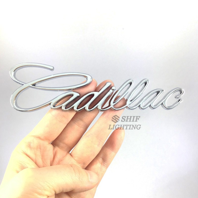 1pc Stiker Emblem Logo Cadillac 3d Bahan Metal Untuk Samping / Belakang Mobil