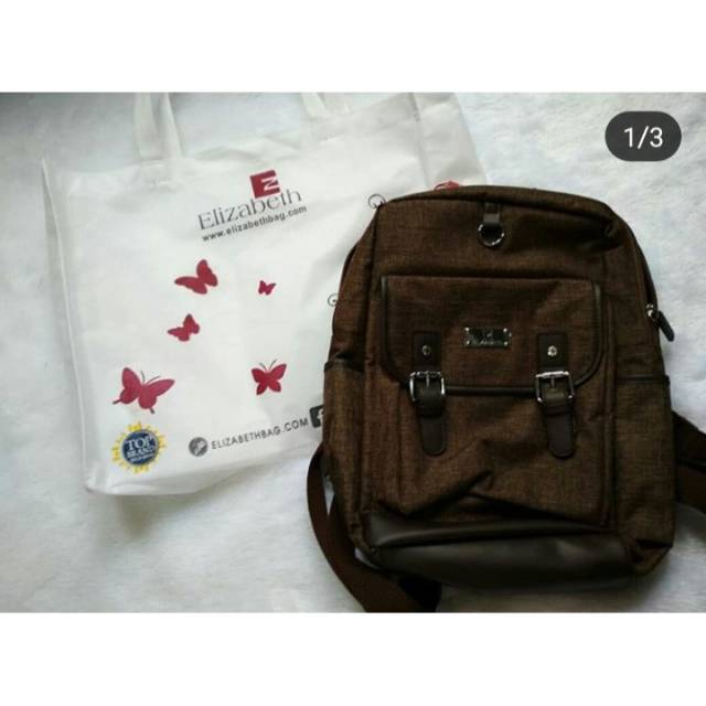 Tas punggung tas ransel wanita elizabeth original dark brown