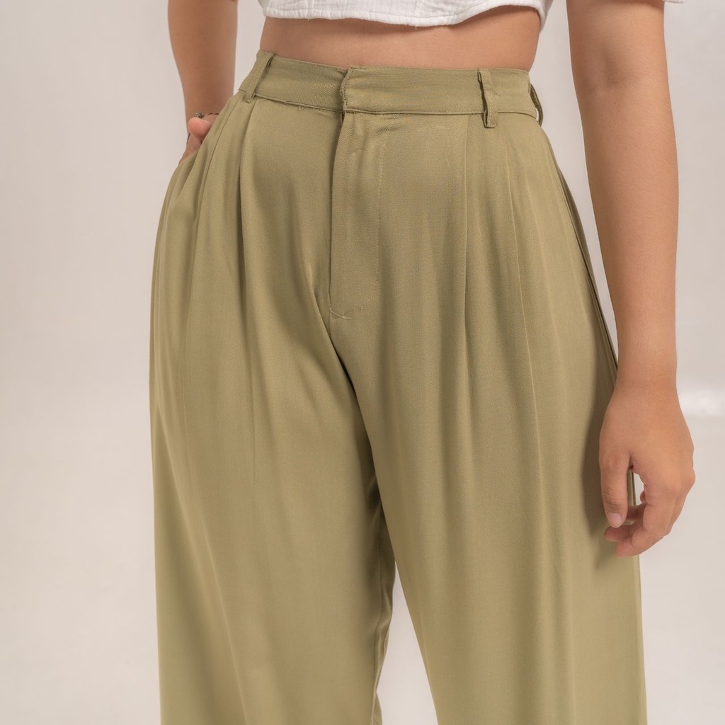 AIJO | Reva Cullote | Kulot Panjang Rayon-Pale Green