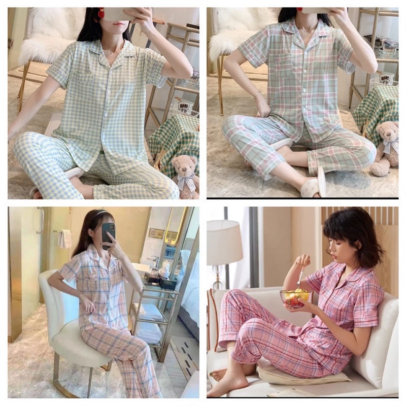 KZ_Stelan piyama cp kerah import / Set baju tidur cp krah wanita terbaru / piyama cp import Korean style