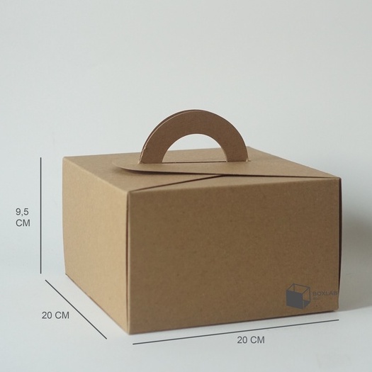 

Box Tenteng 20x20x9,5 cm , Handle Box, Dus Kue, Box Kraft Jinjing TB 202095
