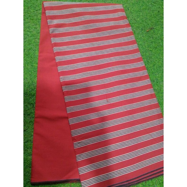 KAIN TENUN LURIK JAWA TENGAH KOMBINASI LURIK DAN POLOS WARNA RED