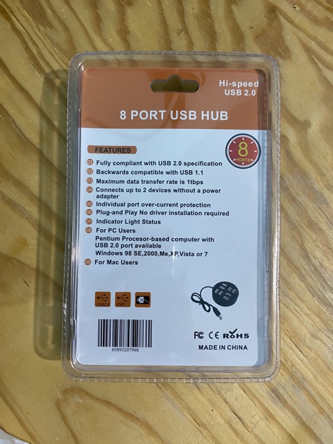 USB 2.0 HUB 8 Port Adapter Portable Round - High Speed