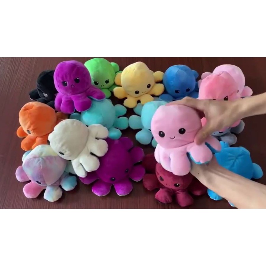 Boneka Gurita cumi Octopus Doll Berubah Bolak Balik Ekspresi RAINBOW PELANGI TikTok Cotton Ball