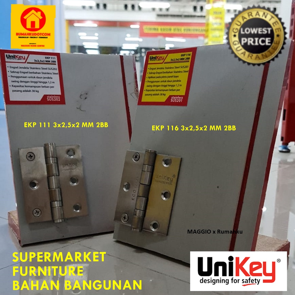 ENGSEL PINTU 5 LUBANG - ENGSEL PINTU KAYU - ENGSEL PINTU 5 LUBANG - EKP SERIES - UNIKEY