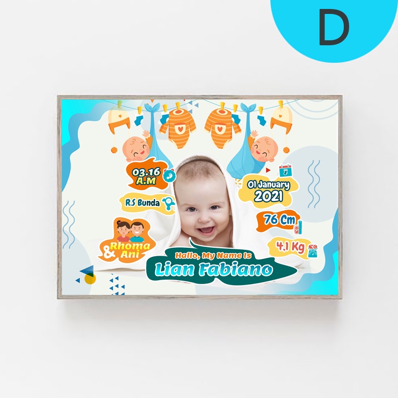 Hiasan Dinding Biodata Bayi Custom ( A4 ) Dekorasi Kamar Bayi Wall Decor Custom Baby Born - A&amp;M