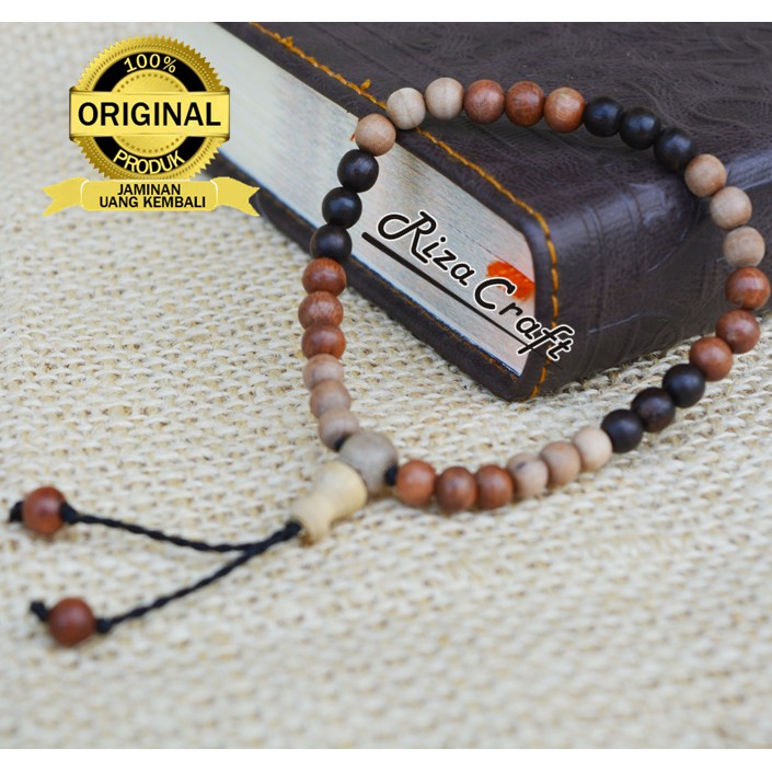 Gelang Tasbih Kombinasi Kayu Stigi Laut Dewandaru Kalimasada Kalimosodo ASLI 33 Butir