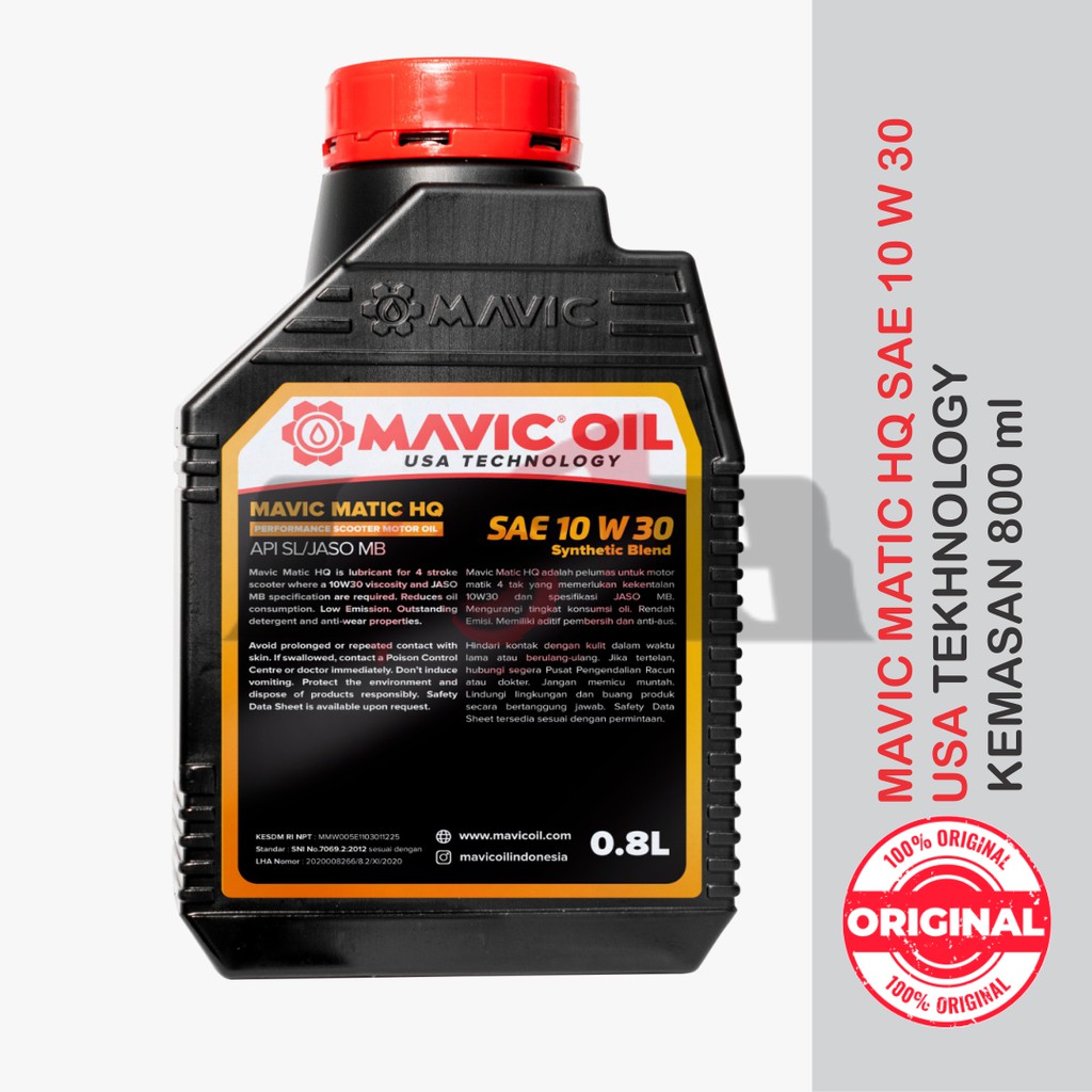 Oli Mavic Scooter Matic 10w30 SL jaso MB Motor Matik 800ml