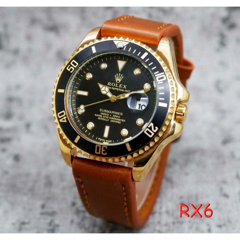 TRENDINGGGGGG JAM TANGAN KULIT SUBMARINER TANGGAL AKTIF JAM TANGAN KULIT