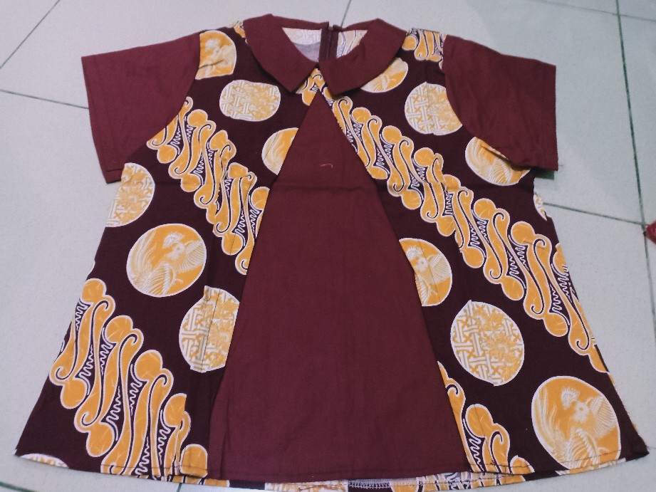 Po-33 Atasan Batik Wanita Katun Strecth Lengan Pendek U/ Kerja Kantoran Model Baru