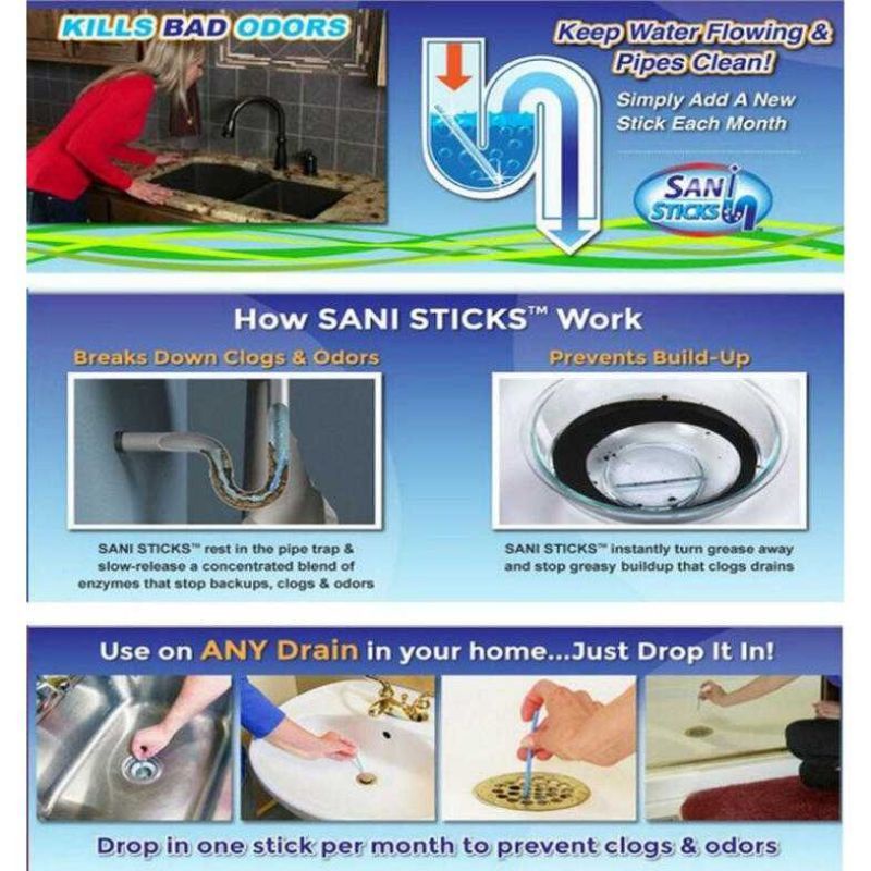 Sani stick drain pembersih pewangi wastafel memperlancar saluran air SANI STICK Pelancar dan Pewangi Saluran Air