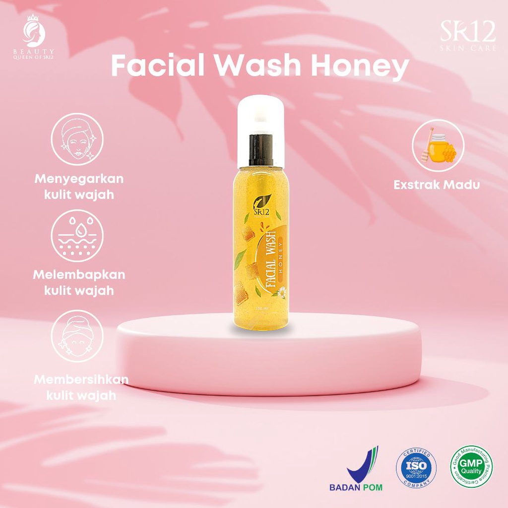 Facial Wash Honey SR12 Sabun Pembersih Wajah Aman Halal Natural Face Soap Sabun Wajah Skin Brightening Saop Glowing Face Wash