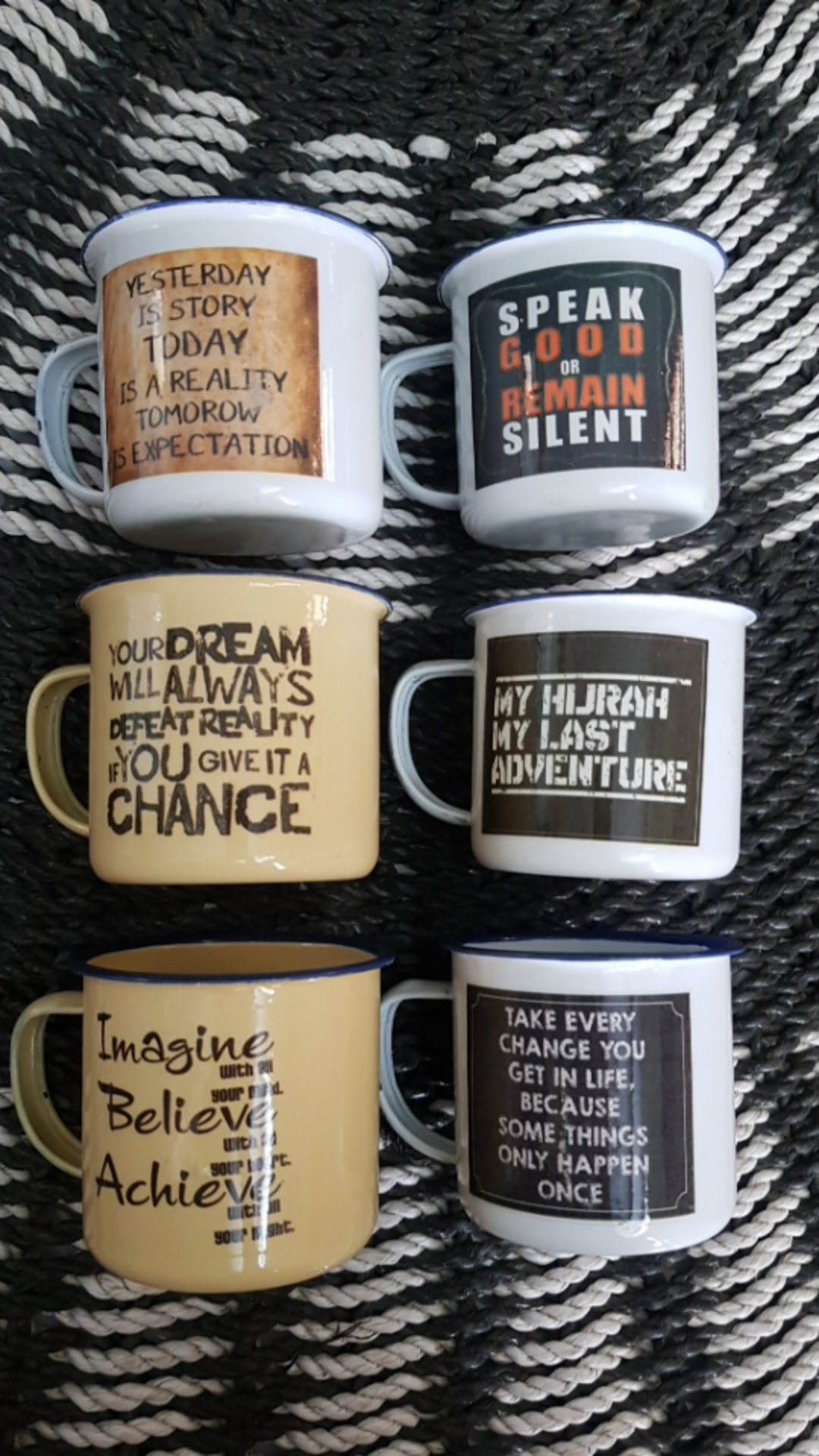 Gelas Enamel / Blek / Seng / Kaleng Jadul Mungil souvenir / Bergambar Satu Sisi