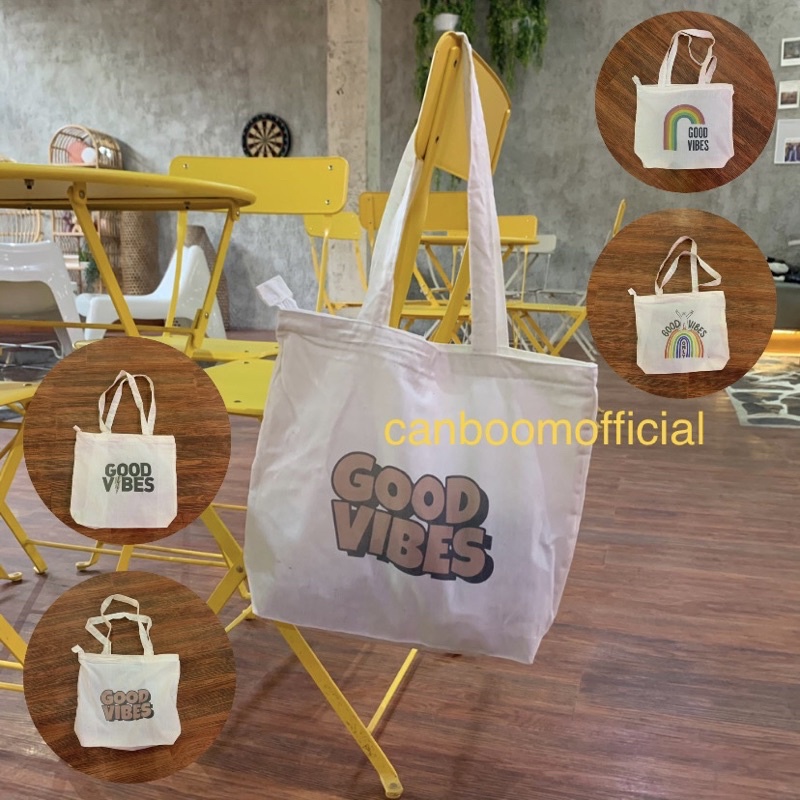 Totebag GOOD VIBES aesthetic landscape by Can Boom Official