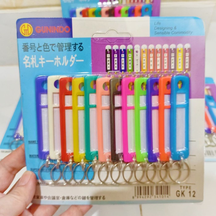 

NEW Gantungan Kunci Label Nama Penanda Warna GUNINDO GK-12 JAPAN 12 PCS