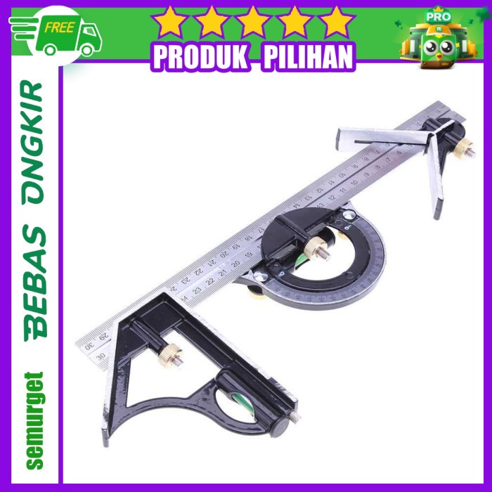 

Spesial 3 In 1 Penggaris Multifungsi Adjustable Angle Finder 30Cm - Silver Murah