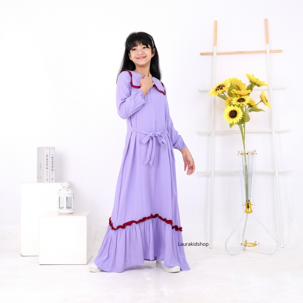 Gamis Anak / Gamis Anak Perempuan / Baju Muslim Anak Perempuan Bianca By Laurakids 5-10 Tahun