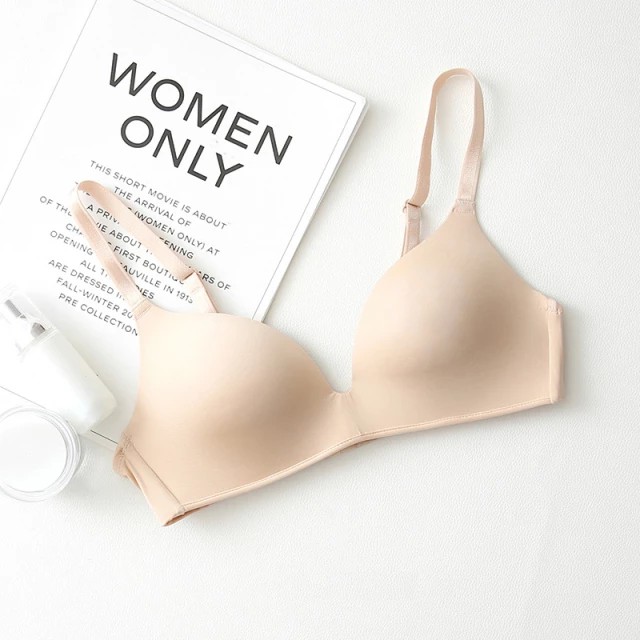 Vbras Offical Shop BR28 Bra Push Up Bra Tanpa Kawat Pakaian Dalam Seksi Wanita-CREAM